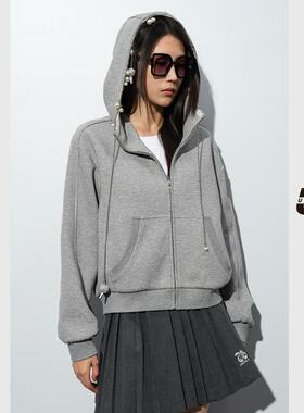UX 2025季新款 艺术联名连帽外套女 灰