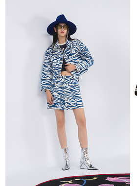 【呼呼专享】UNIDESXUX新款斑马纹半裙DK112008B300