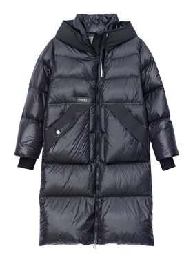 【舒心专属】UX 冬季新款 黑色口袋字母长羽绒服女百搭保暖外塔