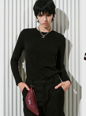 【舒心专属】UX 冬季新款 黑色长袖打底T恤女 时尚修身上衣