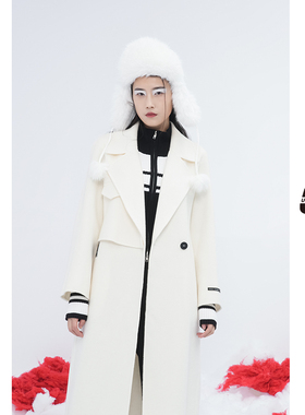 UX 秋冬新款 韩系轻奢质感白色长款双面