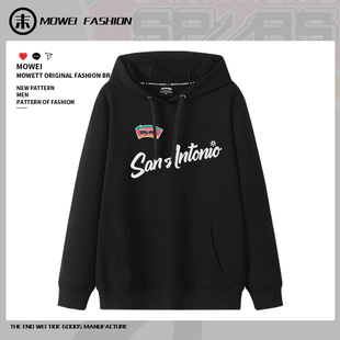 马刺队文班亚马训练服卫衣男美式投篮球休闲纯棉连帽外套秋冬潮流