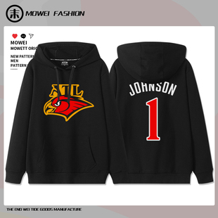 老鹰队1号杰伦约翰逊卫衣美式运动休闲冬季加绒加厚连帽外套潮流