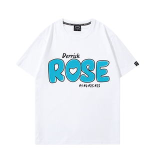 罗斯ROSE涂鸦退役T恤男美式复古篮球衣休闲运动训练短袖夏季潮流