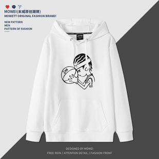 AI艾弗森卫衣男美式篮球运动连帽衫宽松oversize潮牌冬季加绒外套