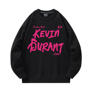 死神杜兰特卫衣男2023新款太阳队美式复古印花圆领上衣加绒外套潮