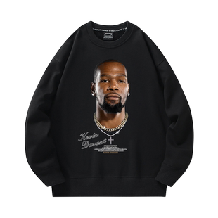 杜兰特卫衣男2023新款美式复古ins潮牌圆领长袖上衣秋冬加绒外套