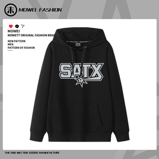 马刺队SATX文班亚马连帽卫衣男美式篮球训练服福克斯秋冬休闲外套