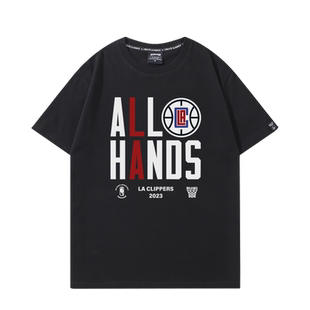 2024季后赛快船队短袖T恤男乔治莱纳德出场服篮球运动半袖纯棉夏