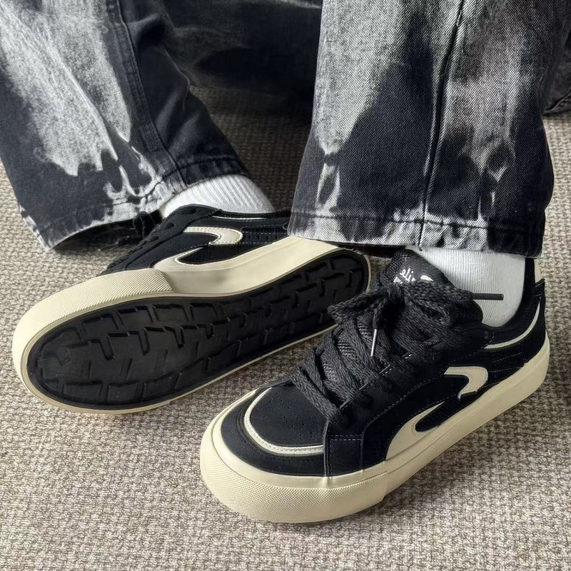 美式复古男鞋子潮鞋德训鞋秋季小众百搭拼色板鞋赛车鞋平底休闲鞋