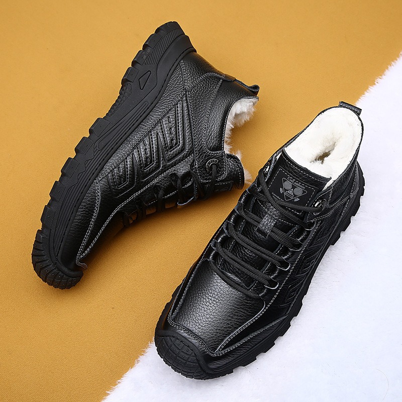 东北雪地靴男款冬季加绒加厚保暖羊毛爸爸棉鞋男士厚底防滑大棉鞋
