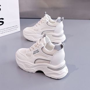 内增高女鞋2025新款小个子不累脚厚底女士老爹鞋休闲轻便运动鞋女