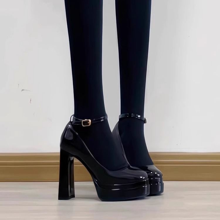 防水台超高玛丽珍芭比高跟鞋演出小个子漆皮矮子乐婚鞋主婚纱神器