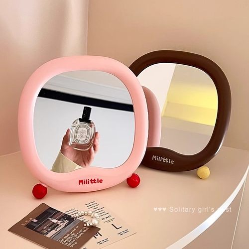 办公室镜子桌面可立化妆镜女生工位镜子小巧可爱宿舍台面观察好物