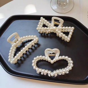 儿童珍珠蝴蝶结抓夹小号少女发卡网红后脑勺发抓刘海夹子头饰发夹