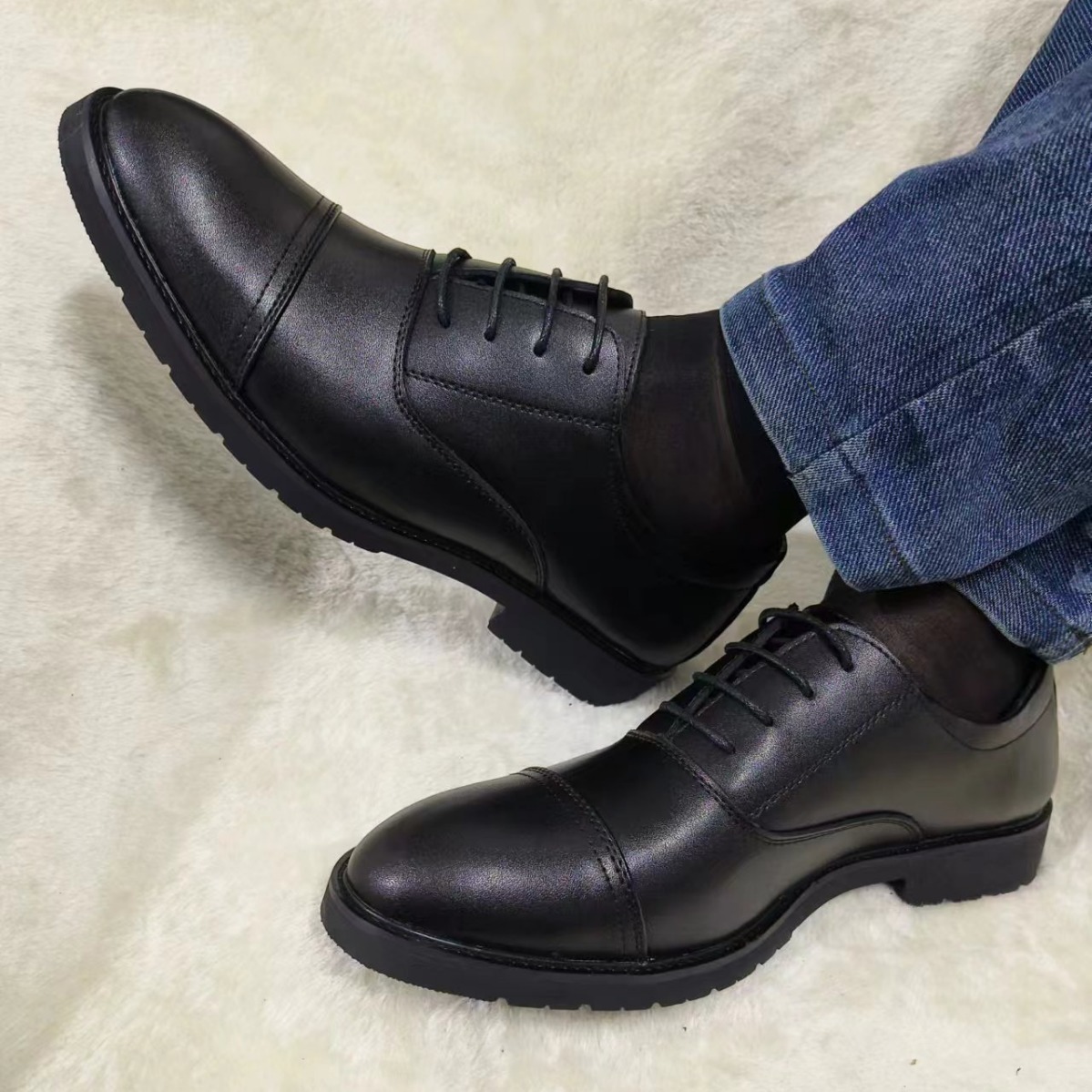 三接头皮鞋男君工特种真皮爸爸商务正装保安结婚青年人耐用男鞋子