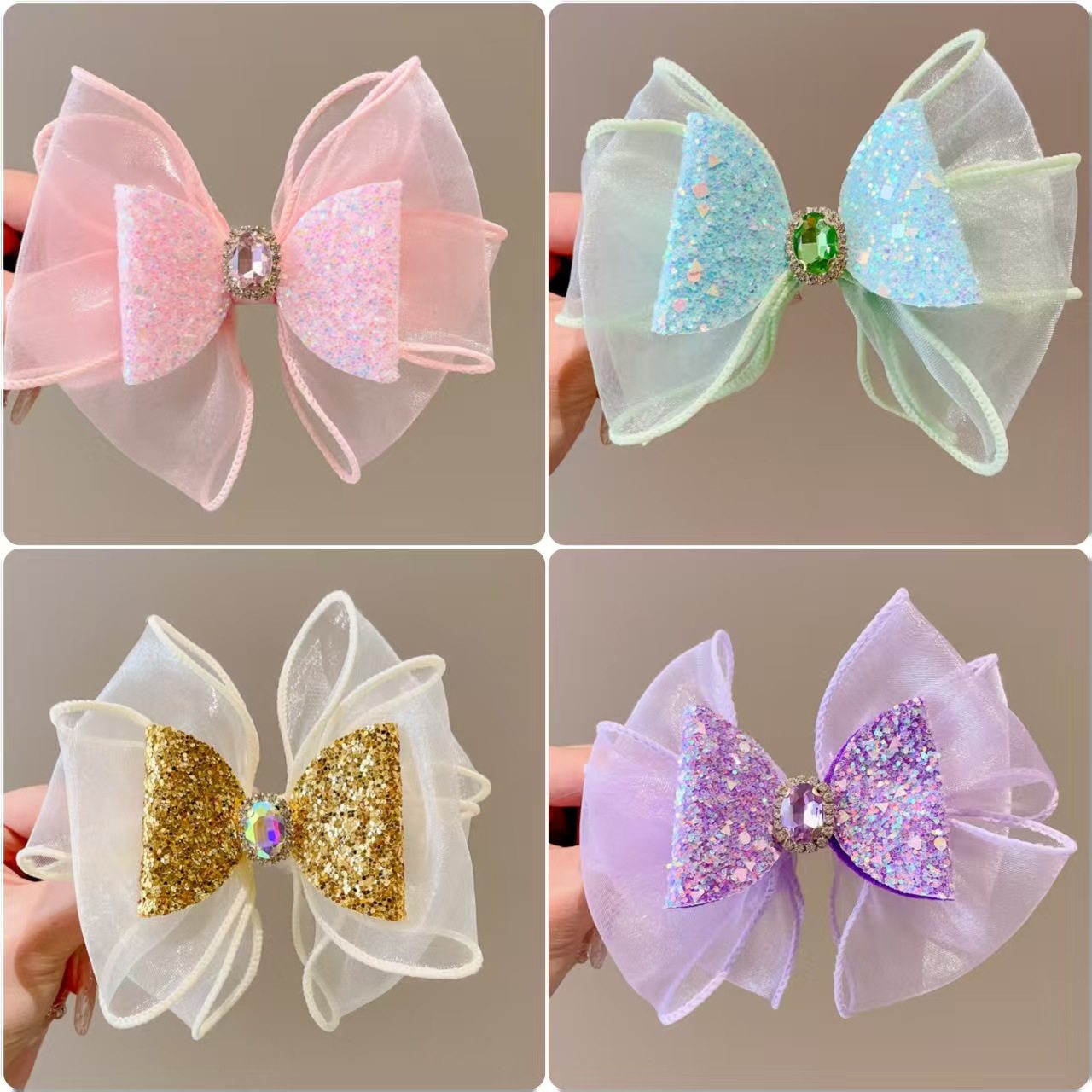韩国儿童水钻蝴蝶结亮片发夹女童公主马尾发夹小女孩超仙网纱发饰,饰品/流行首饰/时尚饰品新,民族风发饰,淘宝优惠券,粉丝福利购,淘宝优惠卷