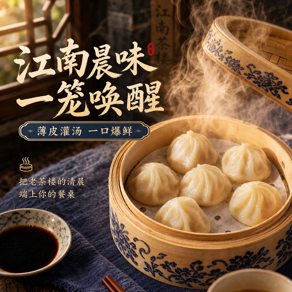 江南之味苏式灌汤小笼包红汤甜口汤包上海小笼包薄皮猪肉无锡小笼