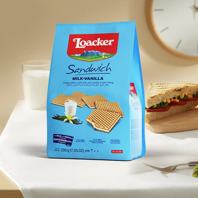 Loacker莱家薄片200g威化夹心饼干牛奶香草味榛子巧克力零食