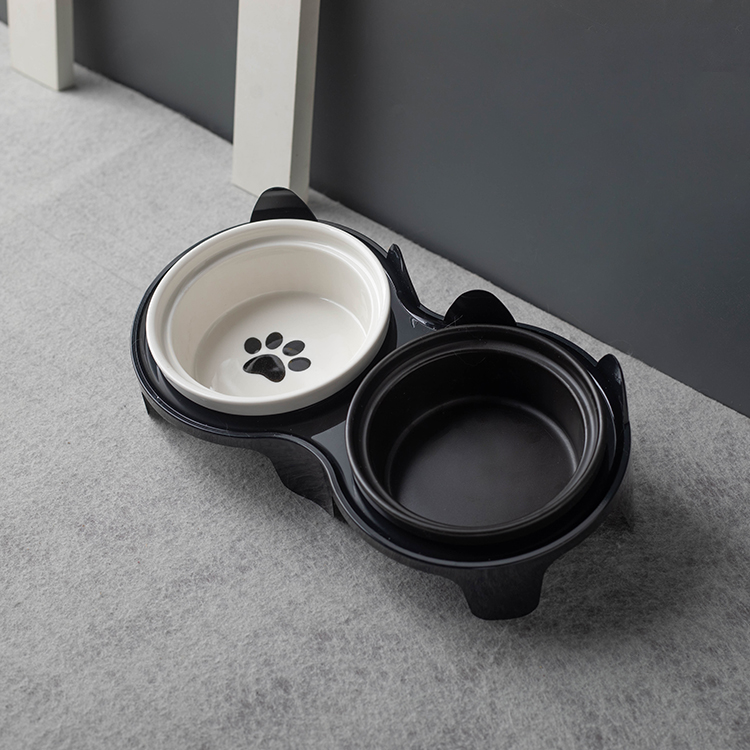 猫碗陶瓷猫食盆斜口保护颈椎