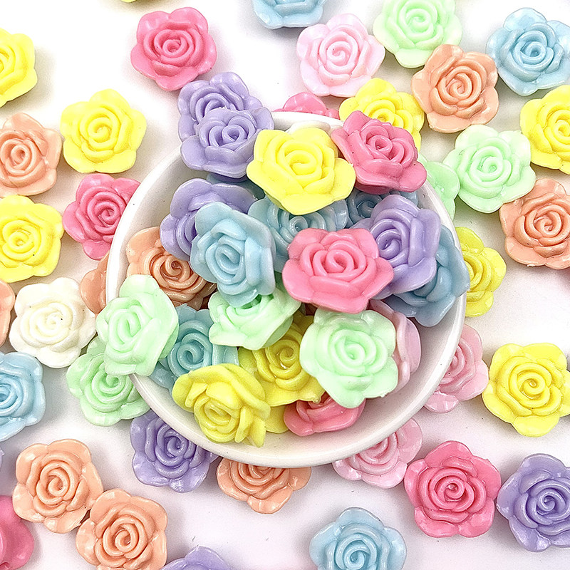 彩色亚克力花朵饰品玫瑰花珠子手链发夹手工diy饰品配件材料包