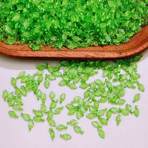 新款亚克力树叶绿色小清晰百搭树叶diy手工复古饰品配件材料