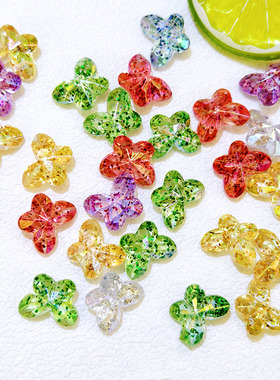 14x18mm亚克力透明幻彩直孔蝴蝶串珠散珠diy手工手链项链饰品配件