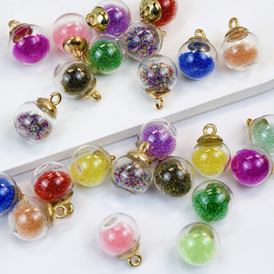 16mm透明彩色流沙玻璃球水晶球DIY自制耳饰手机链小饰品吊坠挂件