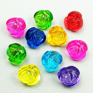 亚克力大小号仿水晶玫瑰花朵珠子散珠diy手工串珠门帘灯饰配件