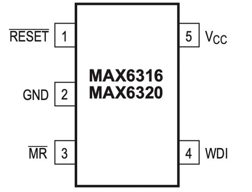MAX6316LUK29BX 手动复位功能的低电平有效、推挽式电压监控器