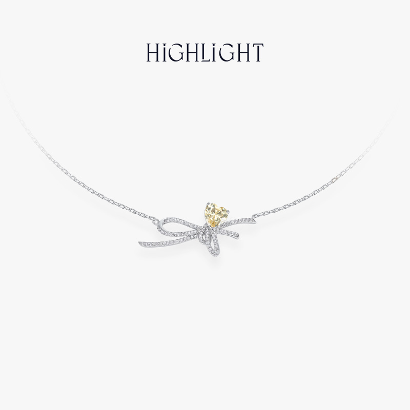 高光时刻香槟耀金蝴蝶结项链