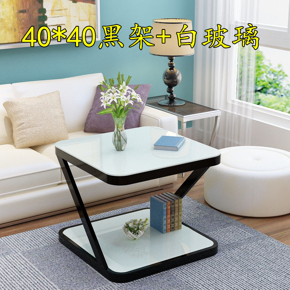 小户型简约小茶桌子现代纯色客厅四方茶几玻璃面钢化办公室小方i.