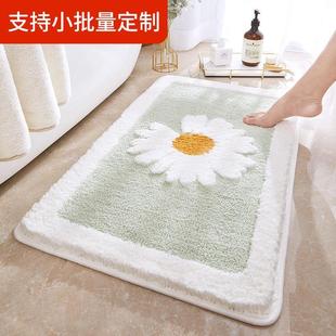 家用卫生间门口地毯浴室防滑垫吸水脚垫 厂家卡通小雏菊植绒地垫