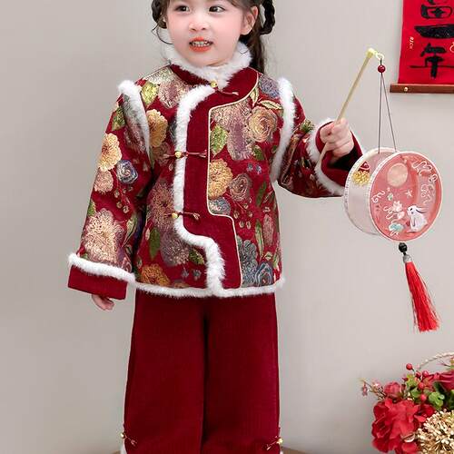 秋冬季国风加绒加厚拜年服套装