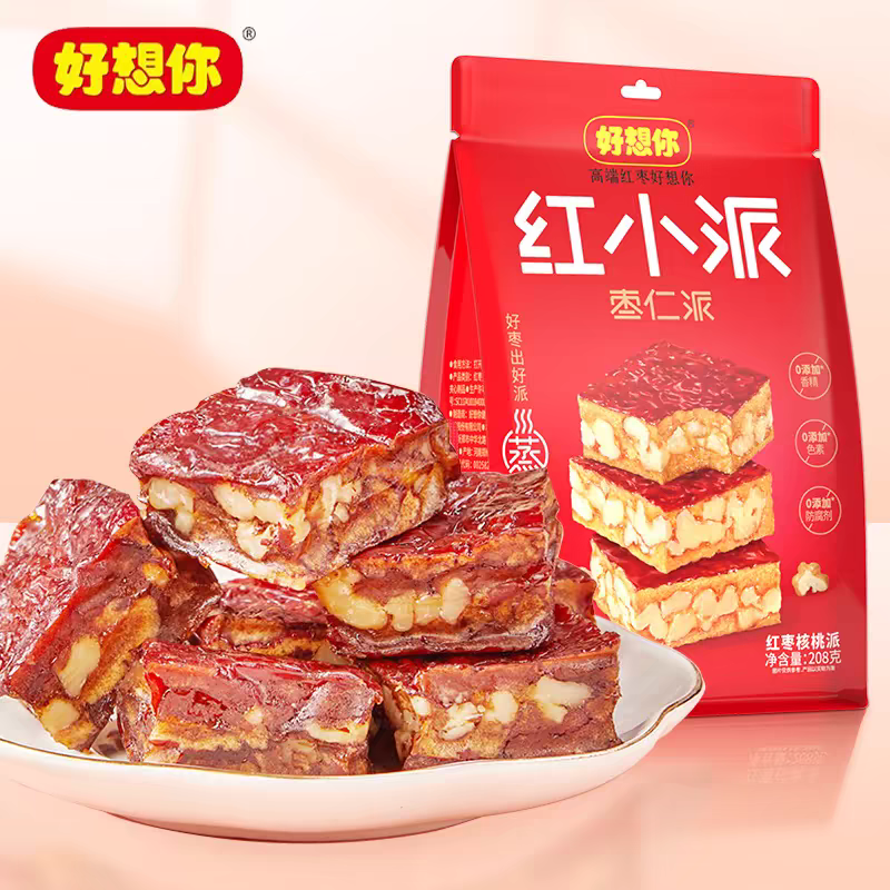 好想你红小派 208g枣仁派 红枣核桃派门店同款枣类制品枣类零食