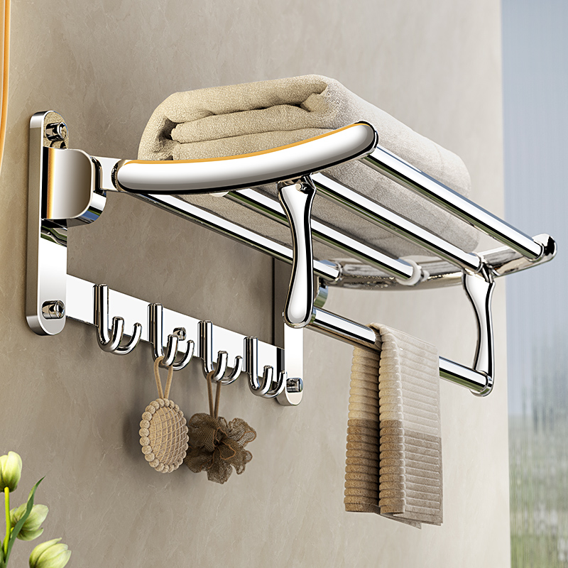 不锈钢免打孔浴巾架收纳