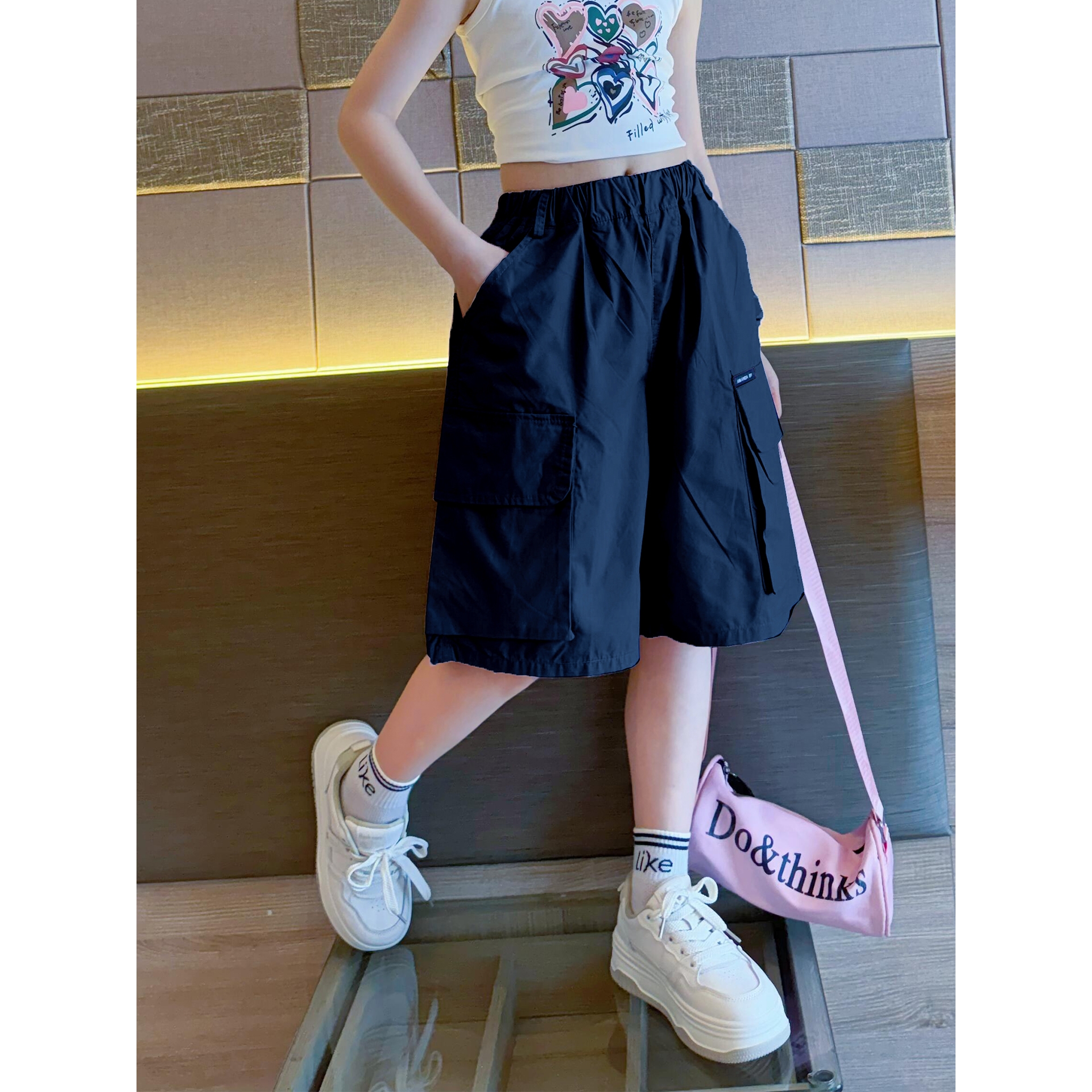 品牌女童短裤外穿夏季洋气超好看的女孩工装裤子速干中学生儿童夏