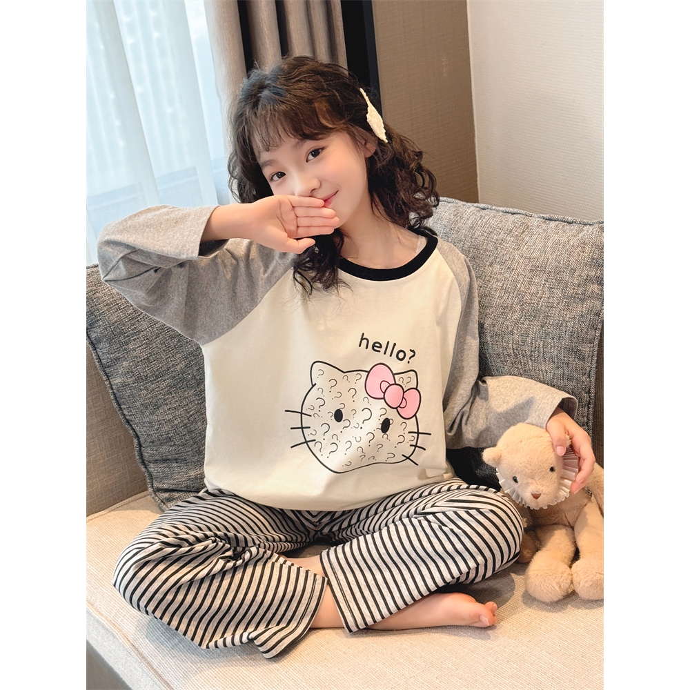 品牌女童睡衣夏2025新款初中生女孩夏季空调服纯棉套装儿童薄款家