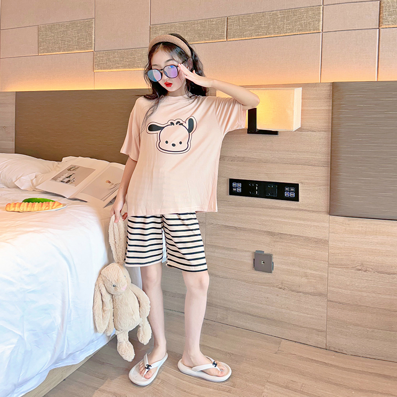 品牌2025新款女童睡衣夏女孩莫代尔空调服儿童夏季纯棉家居服短袖