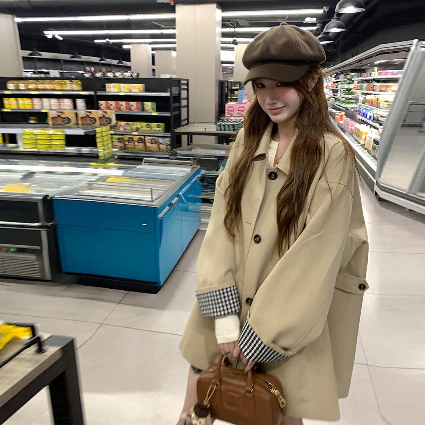 卡其色中长款风衣外套女2025新款巨好看的今年流行爆款小个子超火