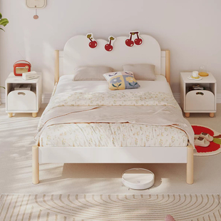 优漫居实木儿童床女孩带储物高箱体单人2025新款卧室房小户型1米2