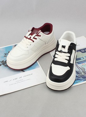 意尔康女鞋2025新款小白鞋女厚底休闲板鞋百搭面包鞋5171ZD49370Y