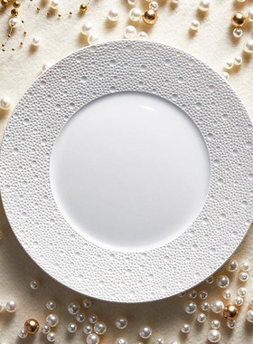 法国柏图BERNARDAUD 朝露白色餐盘高级奢品现代欧式西餐餐具盘子