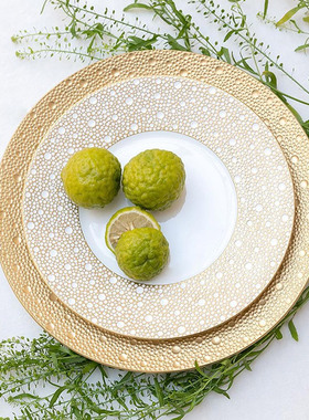 法国柏图 BERNARDAUD 朝露琥珀金餐盘平盘精致餐具进口浮雕感瓷器