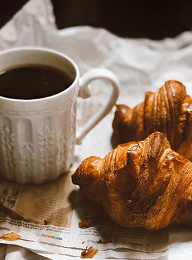 法国柏图 BERNARDAUD 卢浮系列纯白浮雕高档精致马克杯水杯咖啡杯