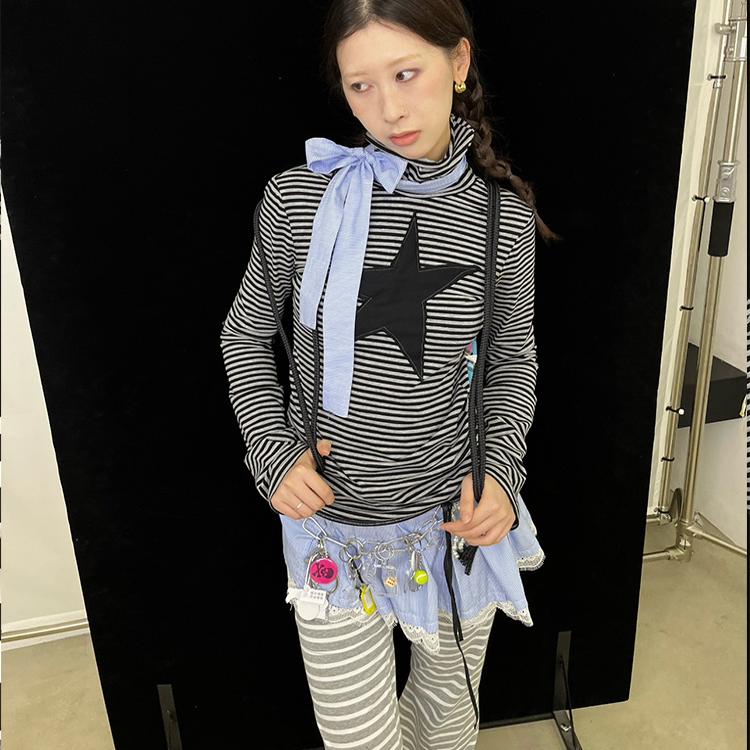 长袖百搭拼接针织通用