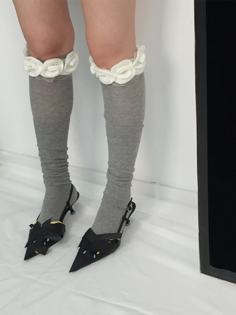 TTSUNAMI24SS 오리지널 디자인 다리소매 2색 다용도 캐주얼 핫걸 파일 중간길이 양말 다리소매