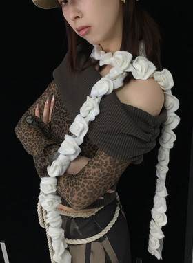 Ttsunami24SS原创设计花朵针织流苏搭配装饰围巾围脖