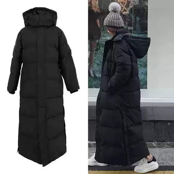 Super Long Padded Cotton Jacket Women 2023 New Korean Overcoat