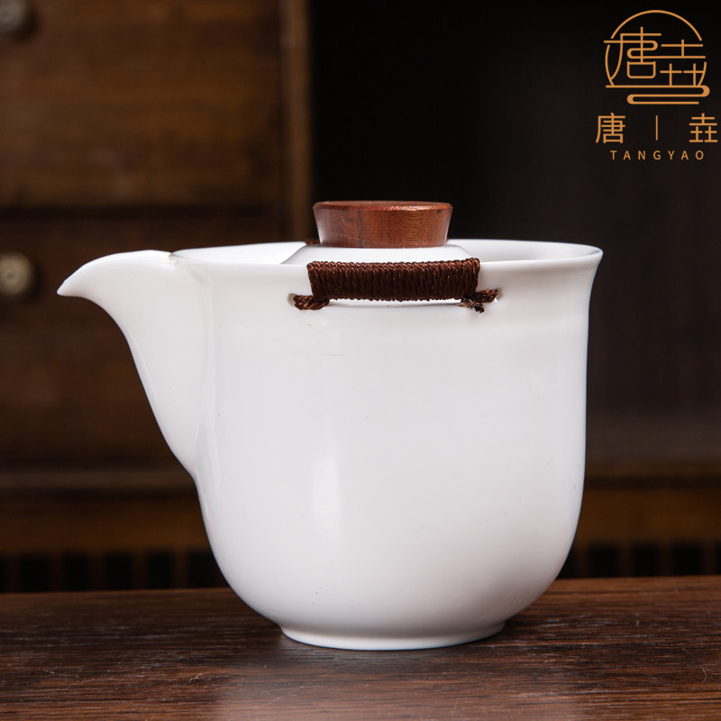羊脂玉德化白瓷手抓壶盖碗泡茶碗防烫大号300ml茶壶家用旅行办公